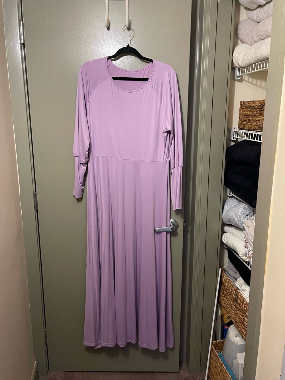 Lilac Long Sleeve Maxi Dress - Women's Elegant Casual